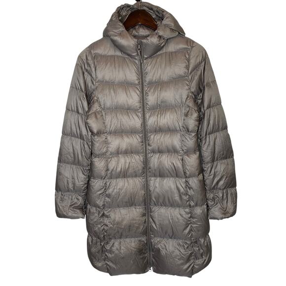 Uniqlo Ultra Light Down Hooded Lightweight Parka Jacket Beige Khaki size Small - Picture 1 of 10
